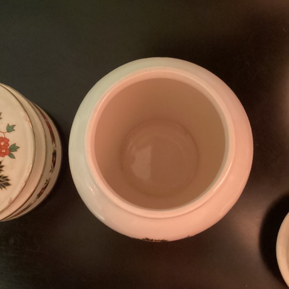 Sadler Ginger Jar & Matching Covered Trinket Dish Oriental Floral 24K Gold Trim - Picture 10 of 12